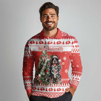 Personalized Merry Swissmas Long Sleeve Polo Shirt Bernese Mountain Dog Christmas Pattern - Wonder Print Shop