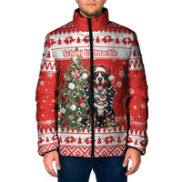 Personalized Merry Swissmas Padded Jacket Bernese Mountain Dog Christmas Pattern - Wonder Print Shop