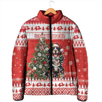 Personalized Merry Swissmas Padded Jacket Bernese Mountain Dog Christmas Pattern - Wonder Print Shop