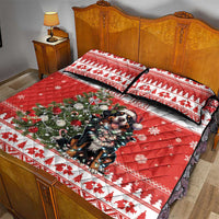 Personalized Merry Swissmas Quilt Bed Set Bernese Mountain Dog Christmas Pattern - Wonder Print Shop