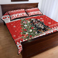 Personalized Merry Swissmas Quilt Bed Set Bernese Mountain Dog Christmas Pattern - Wonder Print Shop