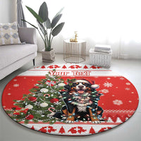 Personalized Merry Swissmas Round Carpet Bernese Mountain Dog Christmas Pattern - Wonder Print Shop