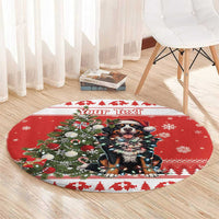 Personalized Merry Swissmas Round Carpet Bernese Mountain Dog Christmas Pattern - Wonder Print Shop