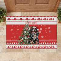 Personalized Merry Swissmas Rubber Doormat Bernese Mountain Dog Christmas Pattern - Wonder Print Shop