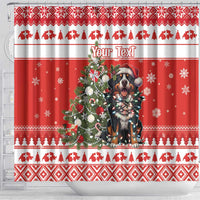 Personalized Merry Swissmas Shower Curtain Bernese Mountain Dog Christmas Pattern - Wonder Print Shop