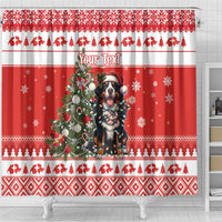 Personalized Merry Swissmas Shower Curtain Bernese Mountain Dog Christmas Pattern - Wonder Print Shop