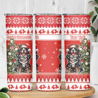 Personalized Merry Swissmas Skinny Tumbler Bernese Mountain Dog Christmas Pattern - Wonder Print Shop