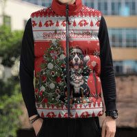 Personalized Merry Swissmas Sleeveless Puffer Jacket Bernese Mountain Dog Christmas Pattern - Wonder Print Shop