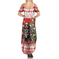 Personalized Merry Swissmas Summer Maxi Dress Bernese Mountain Dog Christmas Pattern - Wonder Print Shop
