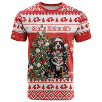 Personalized Merry Swissmas T Shirt Bernese Mountain Dog Christmas Pattern - Wonder Print Shop