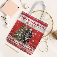 Personalized Merry Swissmas Tote Bag Bernese Mountain Dog Christmas Pattern - Wonder Print Shop