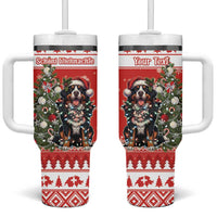 Personalized Merry Swissmas Tumbler With Handle Bernese Mountain Dog Christmas Pattern - Wonder Print Shop