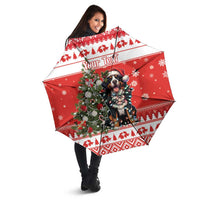 Personalized Merry Swissmas Umbrella Bernese Mountain Dog Christmas Pattern - Wonder Print Shop