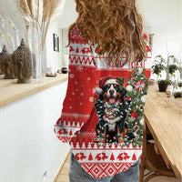 Personalized Merry Swissmas Women Casual Shirt Bernese Mountain Dog Christmas Pattern - Wonder Print Shop