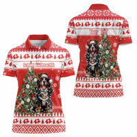 Personalized Merry Swissmas Women Polo Shirt Bernese Mountain Dog Christmas Pattern - Wonder Print Shop