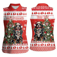 Personalized Merry Swissmas Women Sleeveless Polo Shirt Bernese Mountain Dog Christmas Pattern - Wonder Print Shop