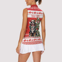 Personalized Merry Swissmas Women Sleeveless Polo Shirt Bernese Mountain Dog Christmas Pattern - Wonder Print Shop