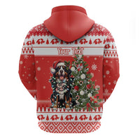 Personalized Merry Swissmas Zip Hoodie Bernese Mountain Dog Christmas Pattern - Wonder Print Shop