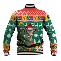 South Africa Christmas Baseball Jacket Springbok With Christmas Tree - Wonder Print Shop
