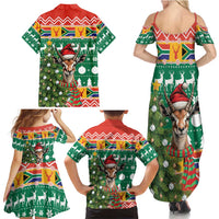 South Africa Christmas Family Matching Summer Maxi Dress and Hawaiian Shirt Springbok With Christmas Tree - Wonder Print Shop