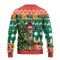 South Africa Christmas Ugly Christmas Sweater Springbok With Christmas Tree - Wonder Print Shop