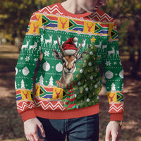 South Africa Christmas Ugly Christmas Sweater Springbok With Christmas Tree - Wonder Print Shop