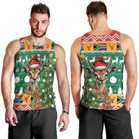 South Africa Christmas Men Tank Top Springbok With Christmas Tree - Wonder Print Shop