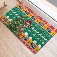 South Africa Christmas Rubber Doormat Springbok With Christmas Tree - Wonder Print Shop