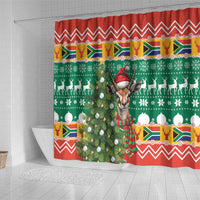 South Africa Christmas Shower Curtain Springbok With Christmas Tree