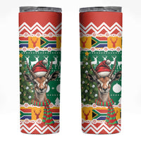 South Africa Christmas Skinny Tumbler Springbok With Christmas Tree - Wonder Print Shop