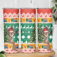 South Africa Christmas Skinny Tumbler Springbok With Christmas Tree - Wonder Print Shop