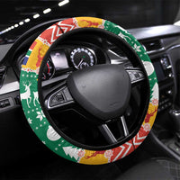 South Africa Christmas Steering Wheel Cover Springbok With Christmas Tree - Wonder Print Shop