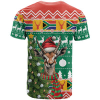 South Africa Christmas T Shirt Springbok With Christmas Tree - Wonder Print Shop