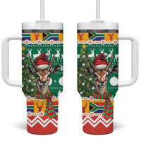 South Africa Christmas Tumbler With Handle Springbok With Christmas Tree - Wonder Print Shop