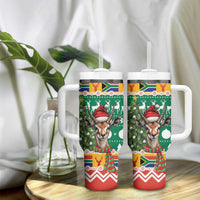 South Africa Christmas Tumbler With Handle Springbok With Christmas Tree - Wonder Print Shop