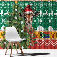 South Africa Christmas Window Curtain Springbok With Christmas Tree - Wonder Print Shop