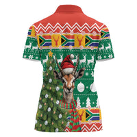 South Africa Christmas Women Polo Shirt Springbok With Christmas Tree - Wonder Print Shop