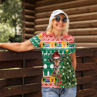 South Africa Christmas Women Polo Shirt Springbok With Christmas Tree - Wonder Print Shop