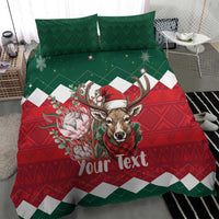 Personalized South Africa Christmas Bedding Set Springbok With King Protea - Wonder Print Shop