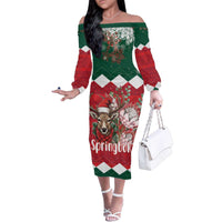 Personalized South Africa Christmas Family Matching Off The Shoulder Long Sleeve Dress and Hawaiian Shirt Springbok With King Protea - Wonder Print Shop