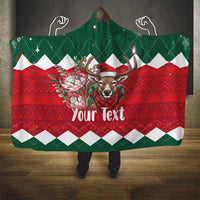 Personalized South Africa Christmas Hooded Blanket Springbok With King Protea