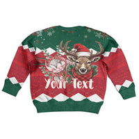 Personalized South Africa Christmas Kid Ugly Christmas Sweater Springbok With King Protea - Wonder Print Shop