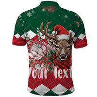 Personalized South Africa Christmas Polo Shirt Springbok With King Protea - Wonder Print Shop
