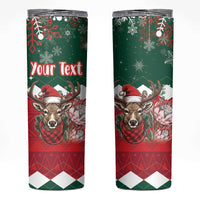 Personalized South Africa Christmas Skinny Tumbler Springbok With King Protea - Wonder Print Shop