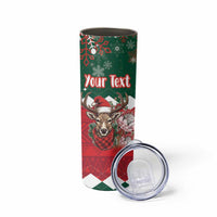 Personalized South Africa Christmas Skinny Tumbler Springbok With King Protea - Wonder Print Shop