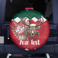 Personalized South Africa Christmas Spare Tire Cover Springbok With King Protea - Wonder Print Shop