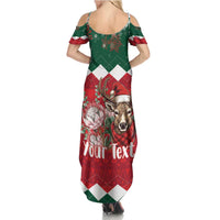 Personalized South Africa Christmas Summer Maxi Dress Springbok With King Protea - Wonder Print Shop