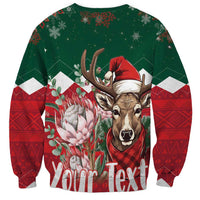 Personalized South Africa Christmas Sweatshirt Springbok With King Protea - Wonder Print Shop