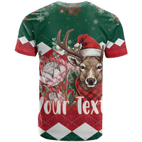 Personalized South Africa Christmas T Shirt Springbok With King Protea - Wonder Print Shop
