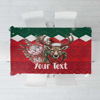 Personalized South Africa Christmas Tablecloth Springbok With King Protea - Wonder Print Shop